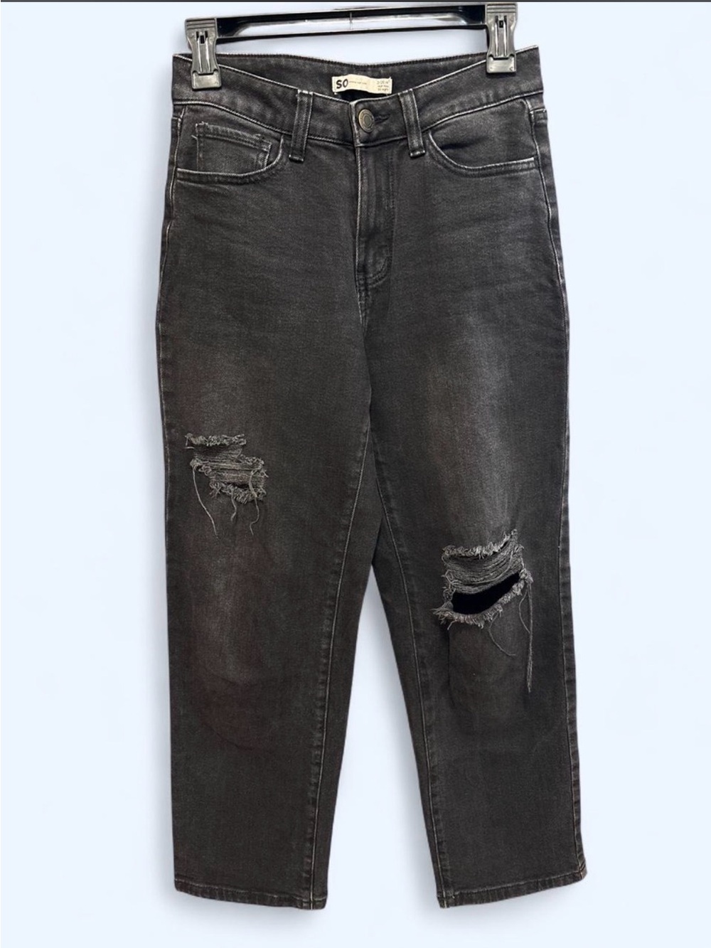 SO High-Rise Distressed Black Cropped Jeans